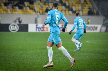 Lviv, Ukrayna - 28 Kasım 2019: Uefa Avrupa Ligi (Ukrayna) - Wolfsburg (Almanya) - Ukrayna maçı sırasında Timur Stetskov