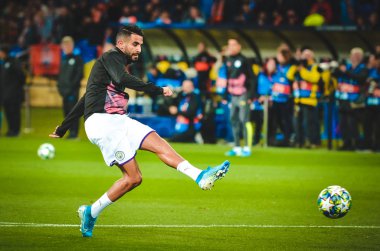 KHARKIV, UKRAINE - September 18, 2019: Riyad Mahrez player during the UEFA Champions League match between Shakhtar Donetsk vs Manchester City (England), Ukraine