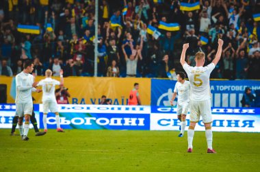 Dnipro, Ukrayna - 10 Eylül 2019: Ukrayna milli takımı Ukrayna ile Ukrayna milli takımı arasında oynanan dostluk karşılaşmasında Mykyta Burda oyuncusu
