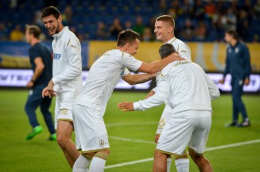 DNIPRO, UKRAINE - September 10, 2019: Yevhen Konoplyanka and Marlos during the friendly match between national team Ukraine against Nigeria national team, Ukraine
