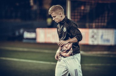 KHARKIV, UKRAINE - September 18, 2019: Oleksandr Zinchenko player during the UEFA Champions League match between Shakhtar Donetsk vs Manchester City (England), Ukraine