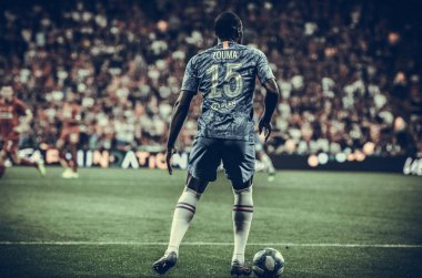 Istanbul, Turkey - August 14, 2019: Kurt Zouma player during the UEFA Super Cup Finals match between Liverpool and Chelsea at Vodafone Park in Vodafone Arena, Turkey
