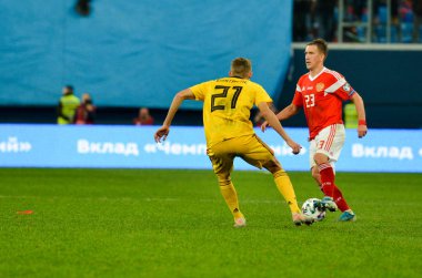 SAINT-PETERSBURG, RUSSIA - November 16, 2019: Timothy Castagne player during UEFA EURO 2020 qualifying match between national team Russia against Belgium national team, Russia