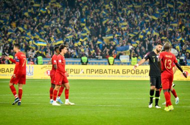 Kyiv, Ukrayna - 14 Ekim 2019: Uefa Euro 2020 ön eleme maçında Portekiz Milli Takımı Ukrayna ile Ukrayna milli takımı arasında oynanan karşılaşma