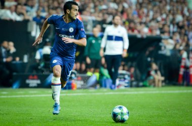 Istanbul, Turkey - August 14, 2019: Pedro player during the UEFA Super Cup Finals match between Liverpool and Chelsea at Vodafone Park in Vodafone Arena, Turkey