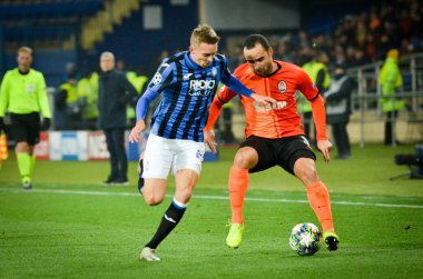 KHARKIV, UKRAINE - December 11, 2019: Timothy Castagne player during the UEFA Champions League match between Shakhtar vs Atalanta Bergamasca Calcio BC (Italy), Ukraine