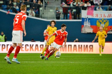 SAINT-PETERSBURG, RUSSIA - November 16, 2019: Magomed Ozdoev player during UEFA EURO 2020 qualifying match between national team Russia against Belgium national team, Russia
