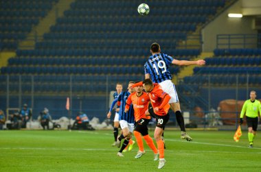 KHARKIV, UKRAINE - December 11, 2019: Berat Djimsiti player during the UEFA Champions League match between Shakhtar vs Atalanta Bergamasca Calcio BC (Italy), Ukraine