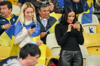 Kyiv, Ukrayna - 14 Ekim 2019: Uefa Euro 2020 ön eleme karşılaşmasında Ukrayna milli takımı Ukrayna milli takımı Ukrayna ile karşılaşacak.