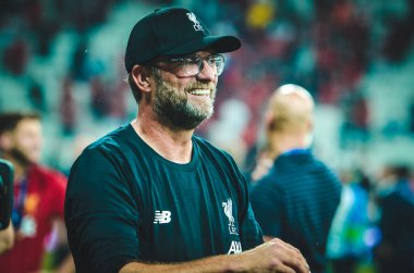 Istanbul, Turkey - August 14, 2019: Jurgen Klopp during the UEFA Super Cup Finals match between Liverpool and Chelsea at Vodafone Park in Vodafone Arena, Turkey