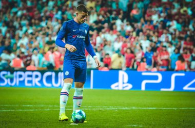 Istanbul, Turkey - August 14, 2019: Ross Barkley during the UEFA Super Cup Finals match between Liverpool and Chelsea at Vodafone Park in Vodafone Arena, Turkey