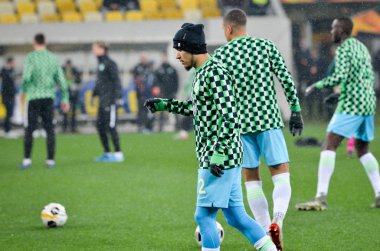 Lviv, Ukrayna - 28 Kasım 2019: William ve Football player antrenman oturumu sırasında Alexandria - Wolfsburg (Almanya), Ukrayna