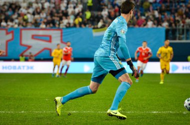 SAINT-PETERSBURG, RUSSIA - November 16, 2019: Thibaut Courtois player during UEFA EURO 2020 qualifying match between national team Russia against Belgium national team, Russia