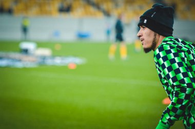Lviv, Ukrayna - 28 Kasım 2019: William ve Football player antrenman oturumu sırasında Alexandria - Wolfsburg (Almanya), Ukrayna