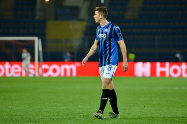 Kharkiv, Ukrayna - 11 Aralık 2019: Uefa Şampiyonlar Ligi karşılaşmasında Robin Gosens Shakhtar-Atalanta Bergamasca Calcio Bc (İtalya), Ukrayna
