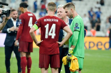 Istanbul, Turkey - August 14, 2019: Jordan Henderson player during the UEFA Super Cup Finals match between Liverpool and Chelsea at Vodafone Park in Vodafone Arena, Turkey