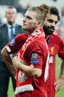 Istanbul, Turkey - August 14, 2019: Elliott with cup during the UEFA Super Cup Finals match between Liverpool and Chelsea at Vodafone Park in Vodafone Arena, Turkey