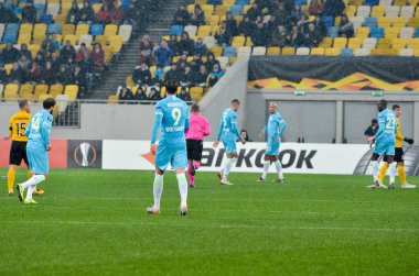 Lviv, Ukrayna - 28 Kasım 2019: Uefa Avrupa Ligi maçında Wout Weghorst oyuncusu Alexandria (Ukrayna) - Wolfsburg (Almanya), Ukrayna