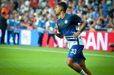 Istanbul, Turkey - August 14, 2019: Emerson during the UEFA Super Cup Finals match between Liverpool and Chelsea in Vodafon Arena stadium, Turkey