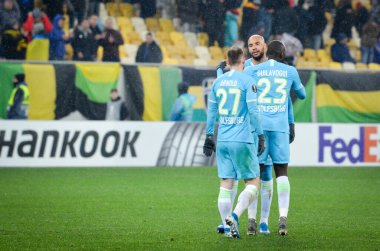 Lviv, Ukrayna - 28 Kasım 2019: Alexandria (Ukrayna) ile Wolfsburg (Almanya), Ukrayna arasındaki Uefa Avrupa Ligi karşılaşmasında Maximilian Arnold oyuncusu
