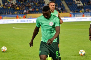 DNIPRO, UKRAINE - September 10, 2019: Oghenekaro Etebo player during the friendly match between national team Ukraine against Nigeria national team, Ukraine