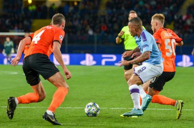 KHARKIV, UKRAINE - September 18, 2019: Gabriel Jesus player during the UEFA Champions League match between Shakhtar Donetsk vs Manchester City (England), Ukraine