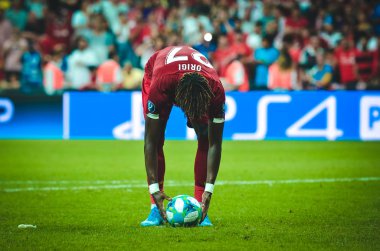 Istanbul, Turkey - August 14, 2019: Tammy Abraham player during the UEFA Super Cup Finals match between Liverpool and Chelsea at Vodafone Park in Vodafone Arena, Turkey