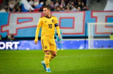 SAINT-PETERSBURG, RUSSIA - November 16, 2019: Eden Hazard player during UEFA EURO 2020 qualifying match between national team Russia against Belgium national team, Russia