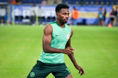 DNIPRO, UKRAINE - September 10, 2019: Football player during the friendly match between national team Ukraine against Nigeria national team, Ukraine