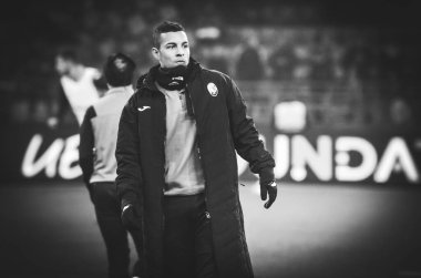 KHARKIV, UKRAINE - December 11, 2019: Football player during the UEFA Champions League match between Shakhtar vs Atalanta Bergamasca Calcio BC (Italy), Ukraine
