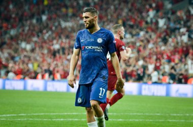 Istanbul, Turkey - August 14, 2019: Mateo Kovacic player during the UEFA Super Cup Finals match between Liverpool and Chelsea at Vodafone Park in Vodafone Arena, Turkey