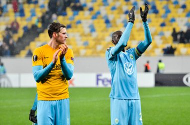 Lviv, Ukrayna - 28 Kasım 2019: Uefa Avrupa Ligi (Ukrayna) - Wolfsburg (Almanya), Ukrayna