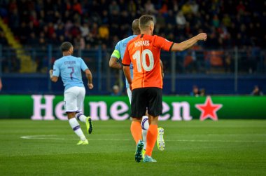 KHARKIV, UKRAINE - September 18, 2019: Football player during the UEFA Champions League match between Shakhtar Donetsk vs Manchester City (England), Ukraine