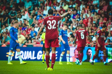 İstanbul, Türkiye - 14 Ağustos 2019: Joel Matip Uefa Süper Kupası Finalleri 'nde Liverpool ile Chelsea arasında Vodafone Park, Vodafone Arena, Türkiye