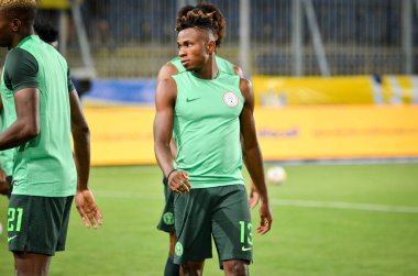 DNIPRO, UKRAINE - September 10, 2019: Samuel Chukwueze player during the friendly match between national team Ukraine against Nigeria national team, Ukraine