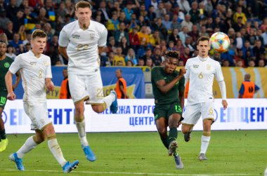 DNIPRO, UKRAINE - September 10, 2019: Samuel Chukwueze player during the friendly match between national team Ukraine against Nigeria national team, Ukraine