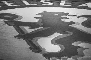 İstanbul, Türkiye - 14 Ağustos 2019: Uefa Süper Kupa Finalleri sırasında Vodafone Arena, Türkiye 'deki Vodafone Park' ta Liverpool ile Chelsea arasında oynanan karşılaşmada Chelsea resmi logosu kapatıldı