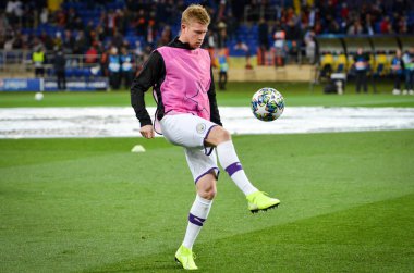 KHARKIV, UKRAINE - September 18, 2019: Kevin De Bruyne during the UEFA Champions League match between Shakhtar Donetsk vs Manchester City (England), Ukraine