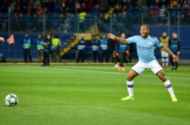 KHARKIV, UKRAINE - September 18, 2019: Raheem Sterling player during the UEFA Champions League match between Shakhtar Donetsk vs Manchester City (England), Ukraine