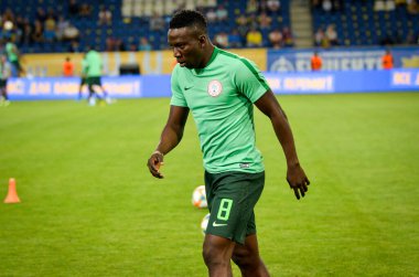 DNIPRO, UKRAINE - September 10, 2019: Oghenekaro Etebo player during the friendly match between national team Ukraine against Nigeria national team, Ukraine