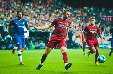 Istanbul, Turkey - August 14, 2019: Jordan Henderson during the UEFA Super Cup Finals match between Liverpool and Chelsea at Vodafone Park in Vodafone Arena, Turkey