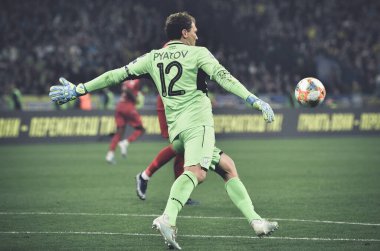 Kyiv, Ukrayna - 14 Ekim 2019: Uefa Euro 2020 ön eleme karşılaşmasında Ukrayna milli takımı Ukrayna ile Ukrayna milli takımı arasında oynanan karşılaşma
