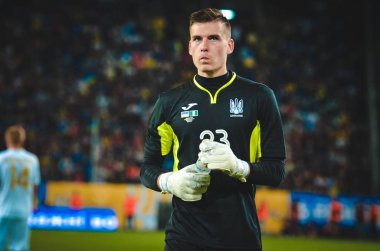 DNIPRO, UKRAINE - September 10, 2019: Andrii Lunin player during the friendly match between national team Ukraine against Nigeria national team, Ukraine