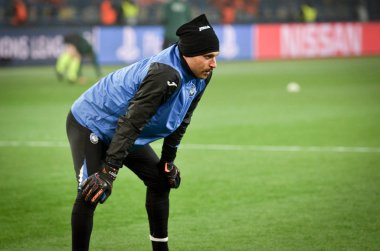 KHARKIV, UKRAINE - December 11, 2019: Marco Sportiello players during the UEFA Champions League match between Shakhtar vs Atalanta Bergamasca Calcio BC (Italy), Ukraine