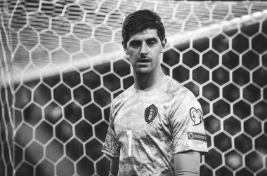 SAINT-PETERSBURG, RUSSIA - November 16, 2019: Thibaut Courtois during UEFA EURO 2020 qualifying match between national team Russia against Belgium national team, Russia