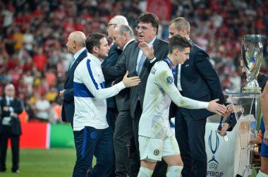Istanbul, Turkey - August 14, 2019: Frank Lampard received silver medals during the UEFA Super Cup Finals match between Liverpool and Chelsea at Vodafone Park in Vodafone Arena, Turkey