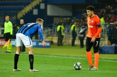 KHARKIV, UKRAINE - December 11, 2019: Timothy Castagne player during the UEFA Champions League match between Shakhtar vs Atalanta Bergamasca Calcio BC (Italy), Ukraine