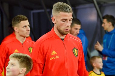 Saint-Petersburg, Rusya - 16 Kasım 2019: Uefa Euro 2020 ön eleme maçında Rusya ile Rusya 'nın başkenti Belçika' ya karşı Toby Alderweireld