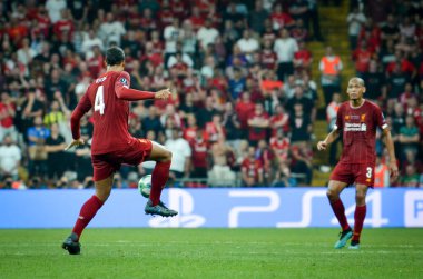 Istanbul, Turkey - August 14, 2019: Virgil van Dijk player during the UEFA Super Cup Finals match between Liverpool and Chelsea at Vodafone Park in Vodafone Arena, Turkey