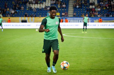 DNIPRO, UKRAINE - September 10, 2019: Football player during the friendly match between national team Ukraine against Nigeria national team, Ukraine
